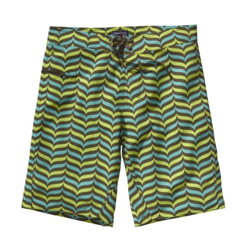 Patagonia Wavefarer Board Shorts Men's 30 Fluke Lemon Lime Summer Beach Outdoor